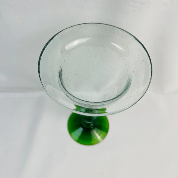 Elegant Vintage Hand-Blown Clear Glass Vase with Emerald Green Base 8 1/2" - Picture 4 of 10